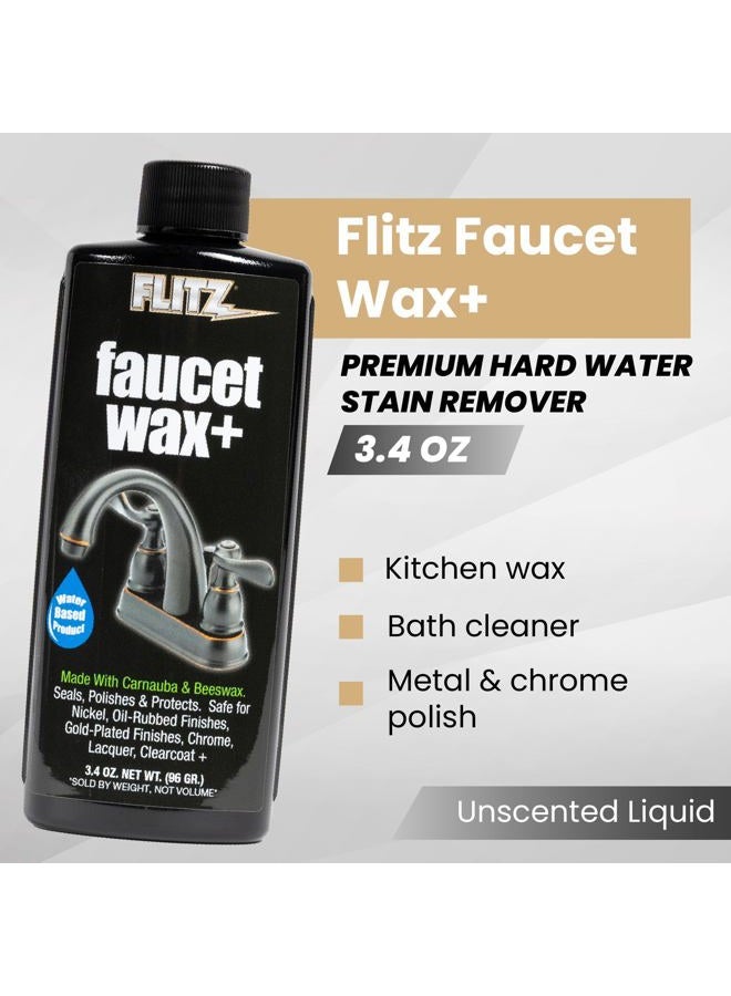 Flitz Faucet Wax Plus - 3.4oz Bottle of USA-Made, Water-Based Faucet Cleaner & Polisher for Water Stains, Fingerprints, & More - Metal Wax for Bronze, Nickel, Chrome, Brass - Granite Polish (1 Pack) - Image 2