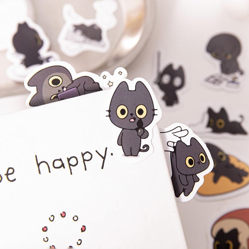 Obujopal 46 Pcs Cute Black Cat Stickers for Scrapbooking Diary Laptop Junk Journal Notebook Kids Envelope Card Making Diary Planner Craft DIY Craft Decoration, 23 Patterns - Image 4