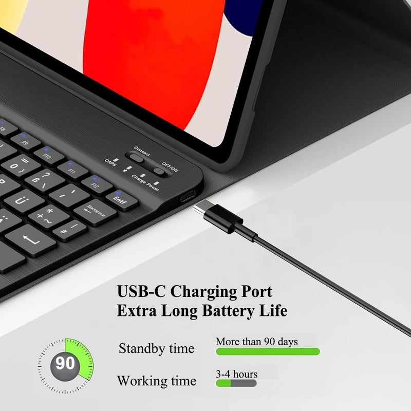 آرترابيت 【عربي وإنجليزي】 غطاء لوحة المفاتيح مع ماوس لـ Honor Pad X9a 11.5 بوصة (طراز 2025)، مغناطيسي قابل للفصل قابل للشحن، غطاء لوحة مفاتيح بلوتوث مع ماوس بلوتوث لاسلكي، تعديل 3 زوايا - Image 5