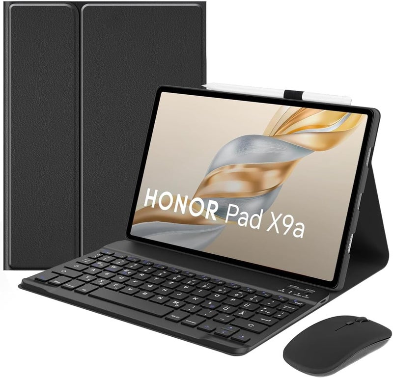 آرترابيت 【عربي وإنجليزي】 غطاء لوحة المفاتيح مع ماوس لـ Honor Pad X9a 11.5 بوصة (طراز 2025)، مغناطيسي قابل للفصل قابل للشحن، غطاء لوحة مفاتيح بلوتوث مع ماوس بلوتوث لاسلكي، تعديل 3 زوايا - Image 1