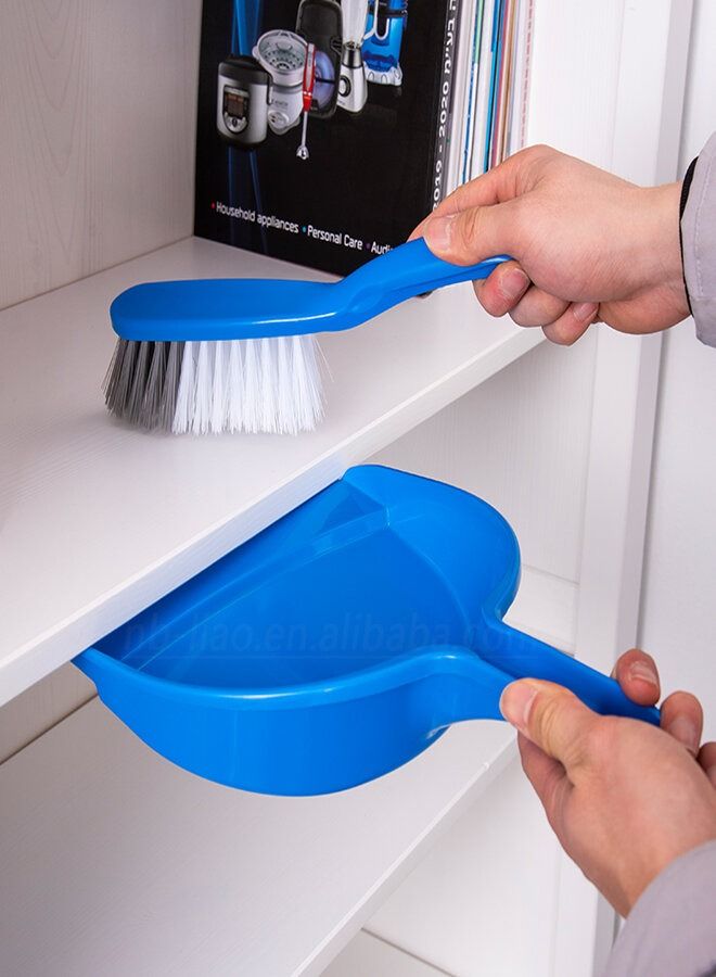 Kleaner Hand Held Dustpan And Brush Set Blue/Grey/White 22centimeter