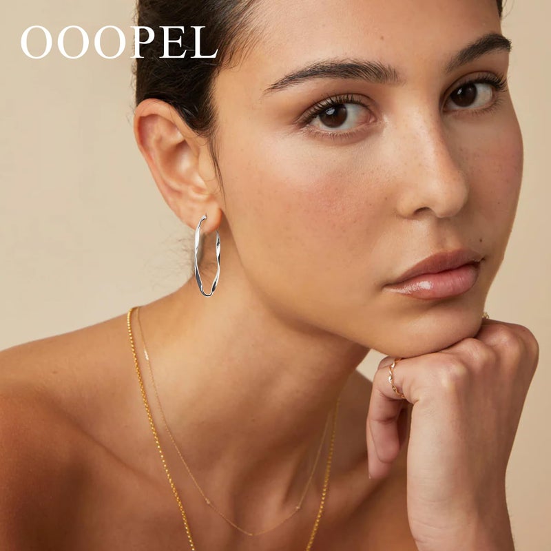 OOOPEL Sterling Silver Hoop Earrings for Women Lightweight Hypoallergenic Large Silver Hoop Earrings for Women 30MM 40MM 50MM 60MM - Image 4