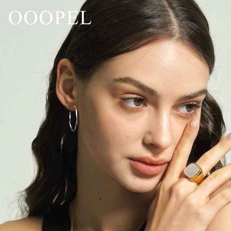 OOOPEL Sterling Silver Hoop Earrings for Women Lightweight Hypoallergenic Large Silver Hoop Earrings for Women 30MM 40MM 50MM 60MM - Image 2