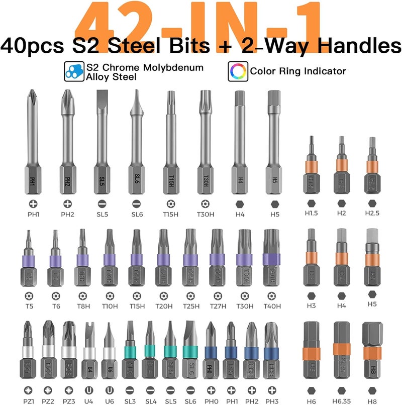 Faireach 42 in 1 Magnetic Screwdriver Set with Detachable Ratchet Handle - Image 4