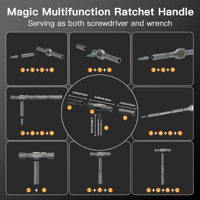 Faireach 42 in 1 Magnetic Screwdriver Set with Detachable Ratchet Handle - Image 2