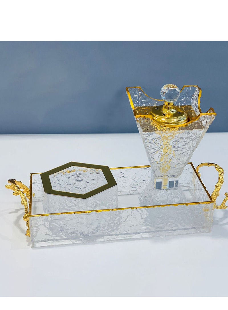 A glass incense burner set, equipped with an incense box and a luxurious tray, an elegant touch for your home. - Image 1