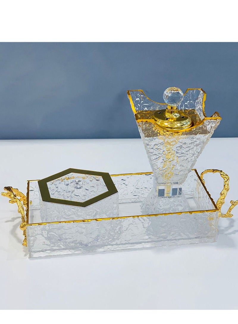 A glass incense burner set, equipped with an incense box and a luxurious tray, an elegant touch for your home. - Image 2