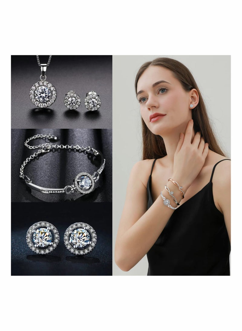 KASTWAVE Jewellery Sets for Women Cubic Zirconia Necklace Earring Sets Bling Rhinestone Bridesmaid Jewelry Set - Image 3