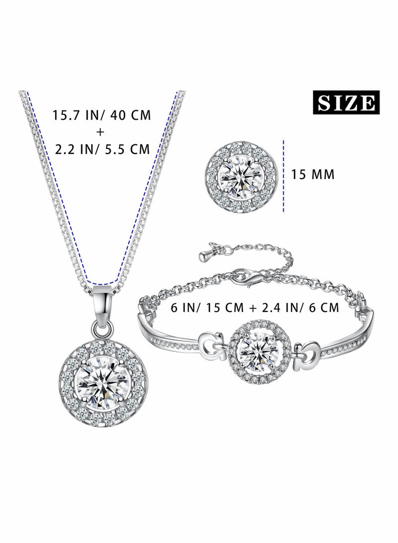 KASTWAVE Jewellery Sets for Women Cubic Zirconia Necklace Earring Sets Bling Rhinestone Bridesmaid Jewelry Set - Image 4