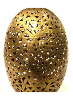Antique Museum Moroccan Handmade Arabic Traditional Brass Table Lamp  - Image 3