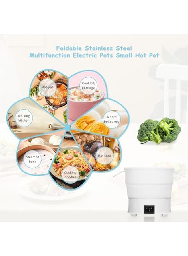 إكسفور وعاء تسخين كهربائي قابل للطي من الفولاذ المقاوم للصدأ وعاء تسخين كهربائي 220 فولت مستوى 2 حماية من انقطاع التيار الكهربائي 1.2 لتر وعاء محمول متعدد الوظائف للسفر في المنزل والمكتب - Image 4