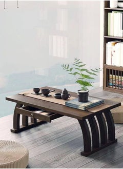 fashionhome 1-Piece Japanese Low Table Floor Tea Table Altar Table for Meditation Wooden Coffee Table Writing Desk Suitable for Living Room Dining Room Home Decoration 60x37x31 cm  - Image 1
