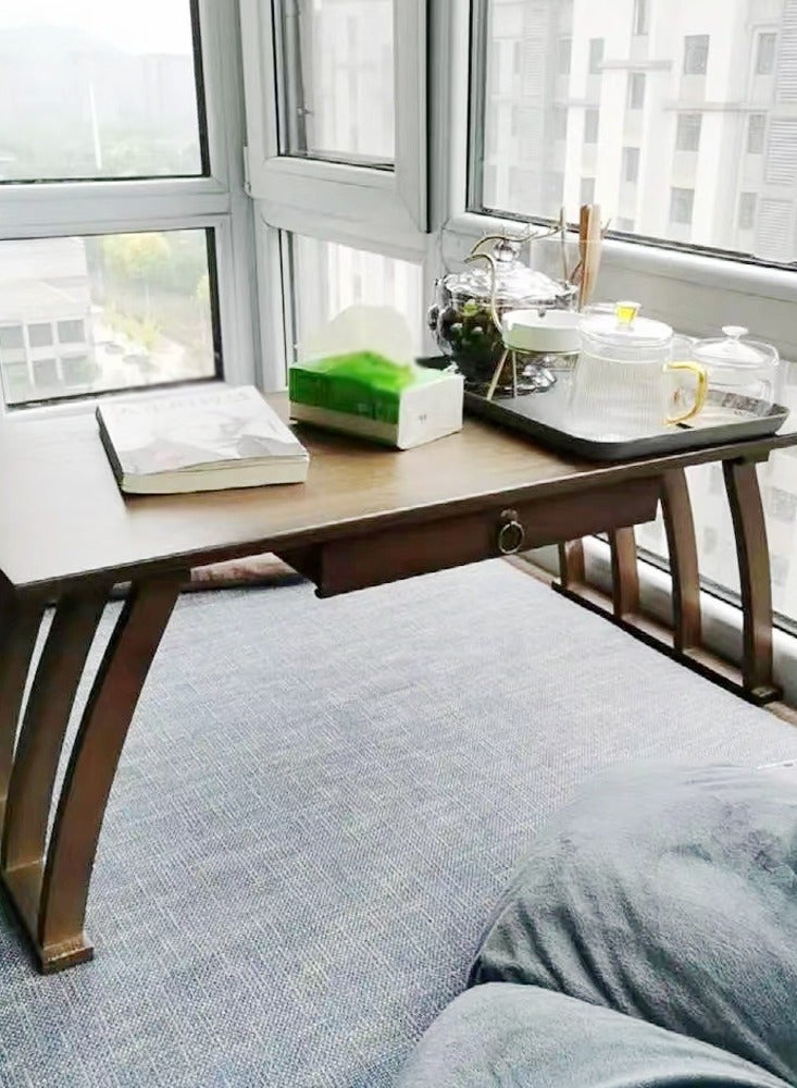 fashionhome 1-Piece Japanese Low Table Floor Tea Table Altar Table for Meditation Wooden Coffee Table Writing Desk Suitable for Living Room Dining Room Home Decoration 60x37x31 cm - Image 2