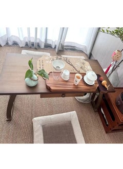 fashionhome 1-Piece Japanese Low Table Floor Tea Table Altar Table for Meditation Wooden Coffee Table Writing Desk Suitable for Living Room Dining Room Home Decoration 60x37x31 cm  - Image 3