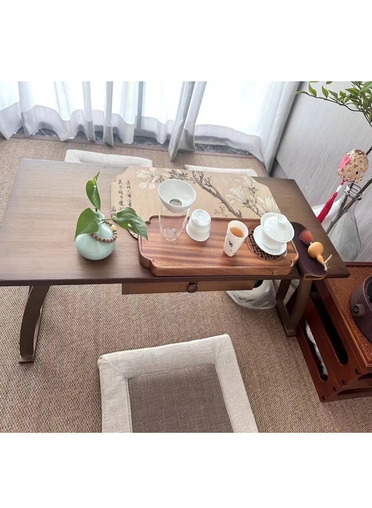 fashionhome 1-Piece Japanese Low Table Floor Tea Table Altar Table for Meditation Wooden Coffee Table Writing Desk Suitable for Living Room Dining Room Home Decoration 60x37x31 cm - Image 3