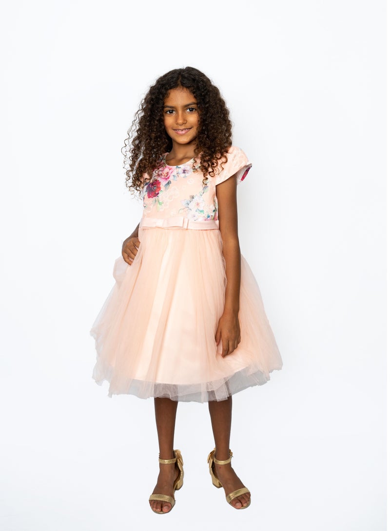 D'Daniela Flower Embroidery Tutu Dress Pink - Image 1