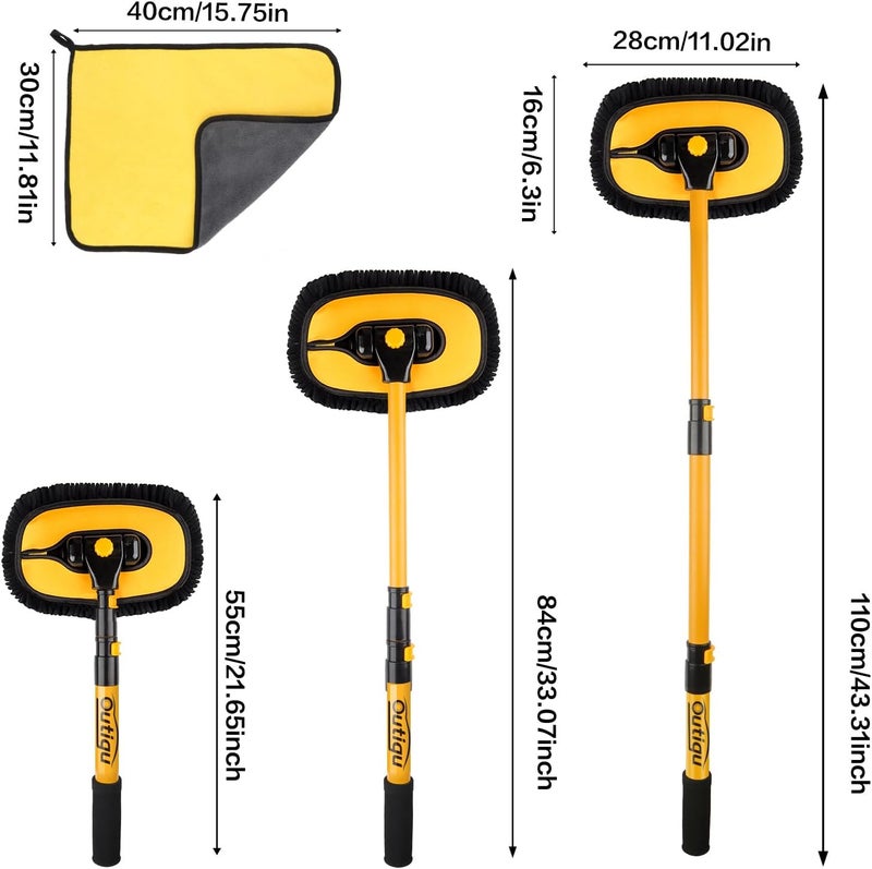 Outigu 3-in-1 Car Wash Brush with Telescopic Handle and Microfiber Cleaning Kit - Image 2