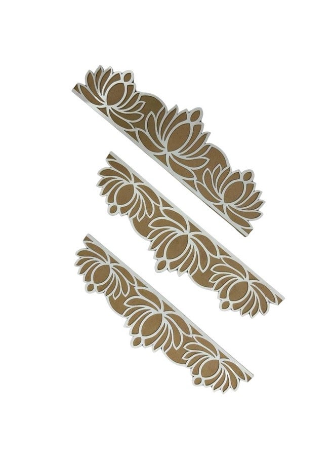 Cliths MDF Readymade Umbra Patti Rangoli Mats - 4x12 Inches | Pack of 3 Pieces | Easy to Use Rangoli Template | Portable Diwali Decor Stencils - Image 2