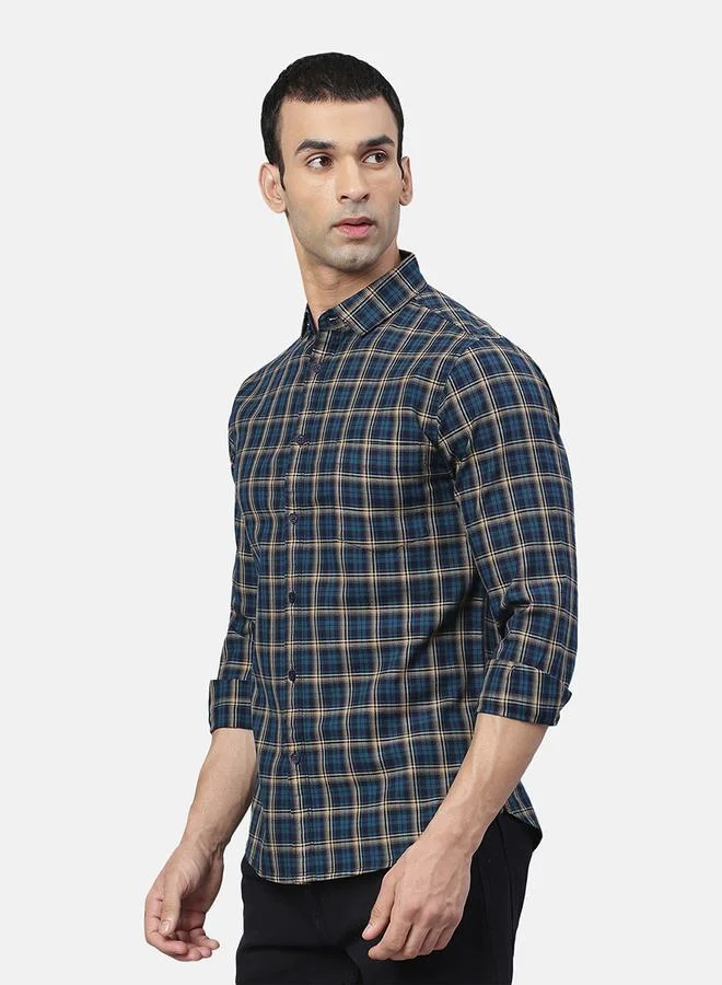 دينيس لينغو قميص كاجوال بقصة ضيقة وطبعة مربعات من ستايلي