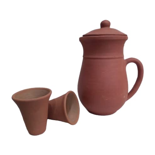 LKC LKC Terracotta Clay jug for MilkWaterlassiCurd 2ltr Large Size Assured Gift 2 Glasses Free with This jug  - Image 2