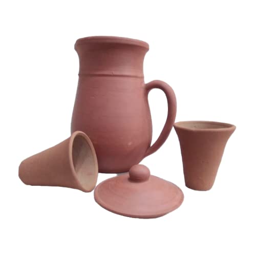 LKC LKC Terracotta Clay jug for MilkWaterlassiCurd 2ltr Large Size Assured Gift 2 Glasses Free with This jug  - Image 1