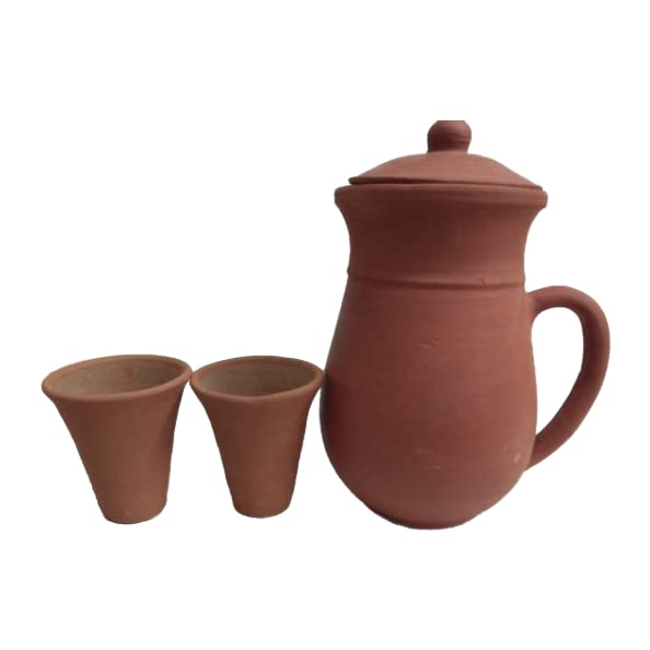 LKC LKC Terracotta Clay jug for MilkWaterlassiCurd 2ltr Large Size Assured Gift 2 Glasses Free with This jug  - Image 3