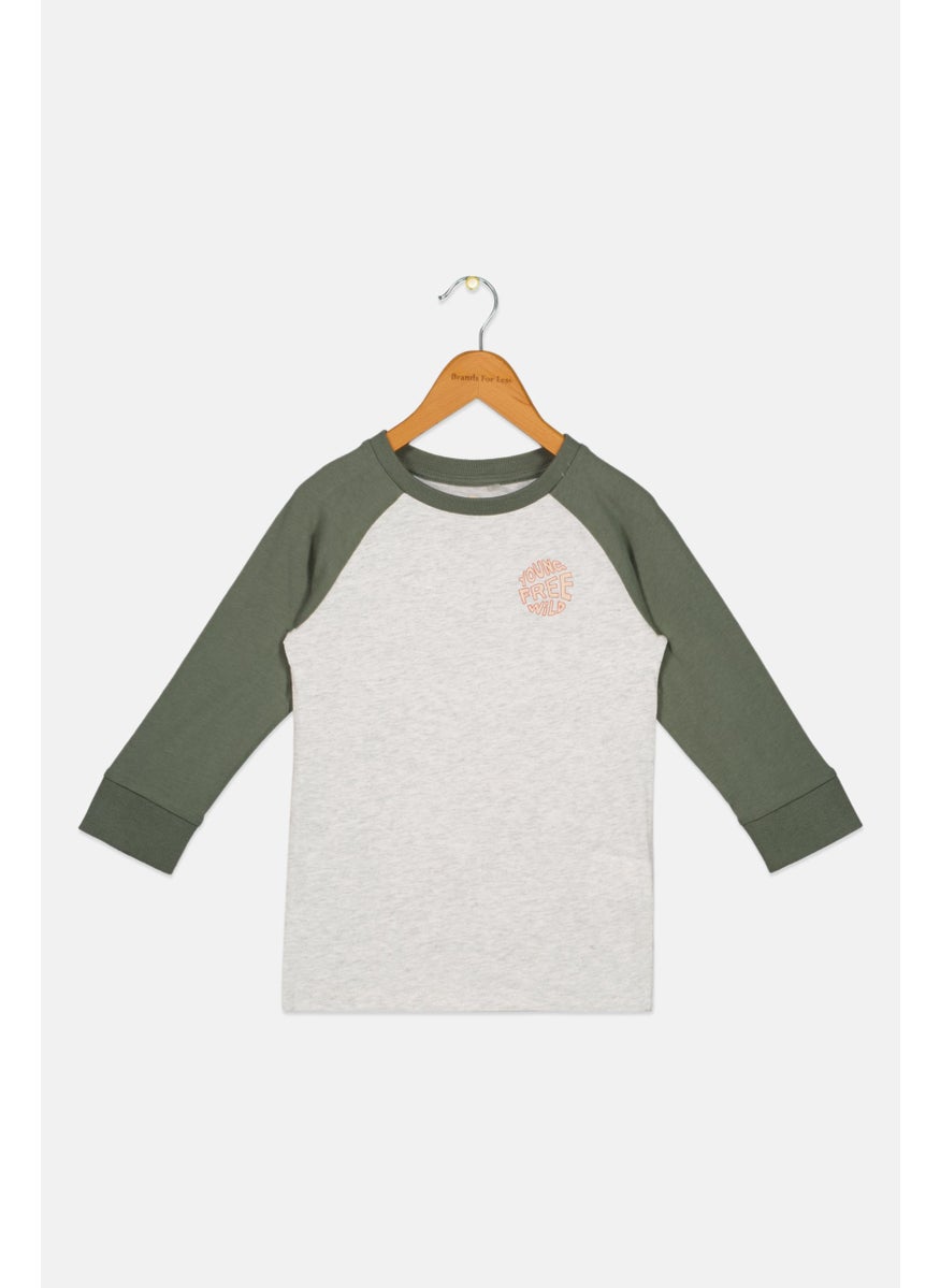 Cotton On Kids Toddlers Girl Crew Neck Graphic Print Sweatshirts, Grey/Green  - Image 1