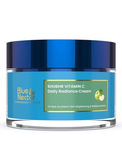 Blue Nectar Natural Vitamin C Face Cream for Glowing Skin, Dark Spot Removal Cream for Women with Green Apple and Almond Oil (13 Herbs, 50g)  - Image 1