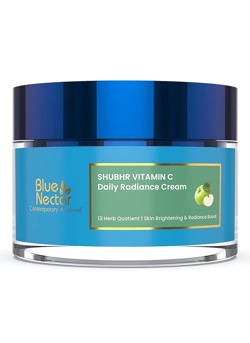 Blue Nectar Natural Vitamin C Face Cream for Glowing Skin, Dark Spot Removal Cream for Women with Green Apple and Almond Oil (13 Herbs, 50g)  - Image 1