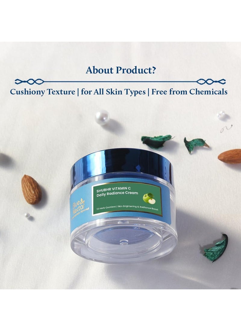 Blue Nectar Natural Vitamin C Face Cream for Glowing Skin, Dark Spot Removal Cream for Women with Green Apple and Almond Oil (13 Herbs, 50g)  - Image 5