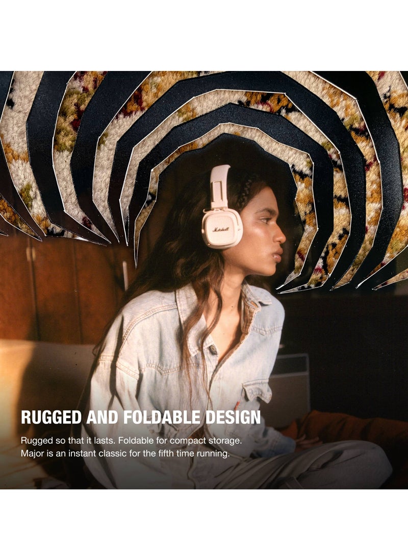 مارشال سماعة بلوتوث لاسلكية على الأذن Major V مع أكثر من 100 ساعة من وقت التشغيل، كريمي - Image 4