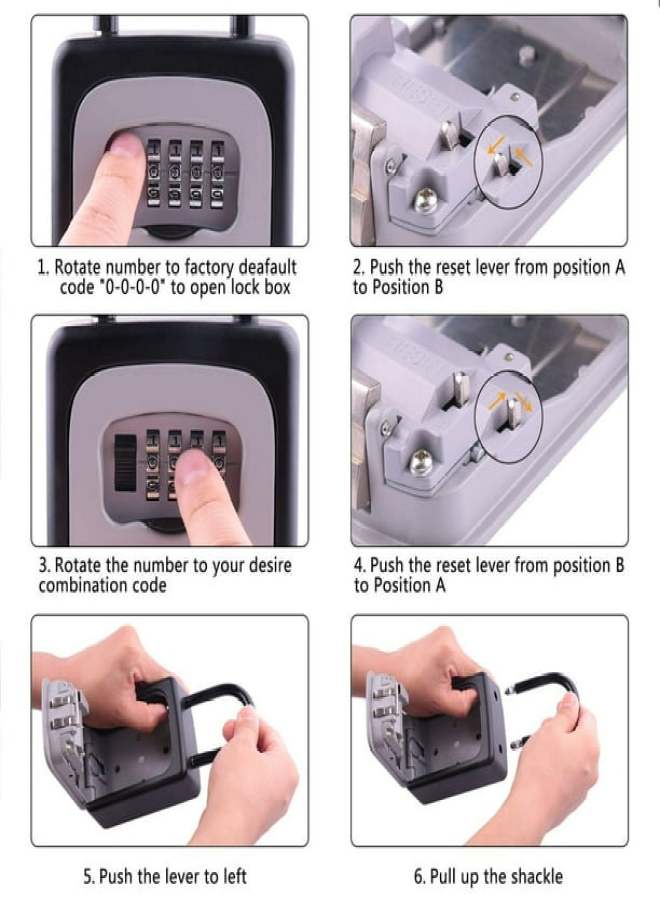 FixtureDisplays® Key Combination Lock box, Lock Box with Code for House Key Storage, Combo Door Locker 18186Password lock key box wall mounted password key box aluminum alloy nail free installation with lock hook password box insurance box - Image 5