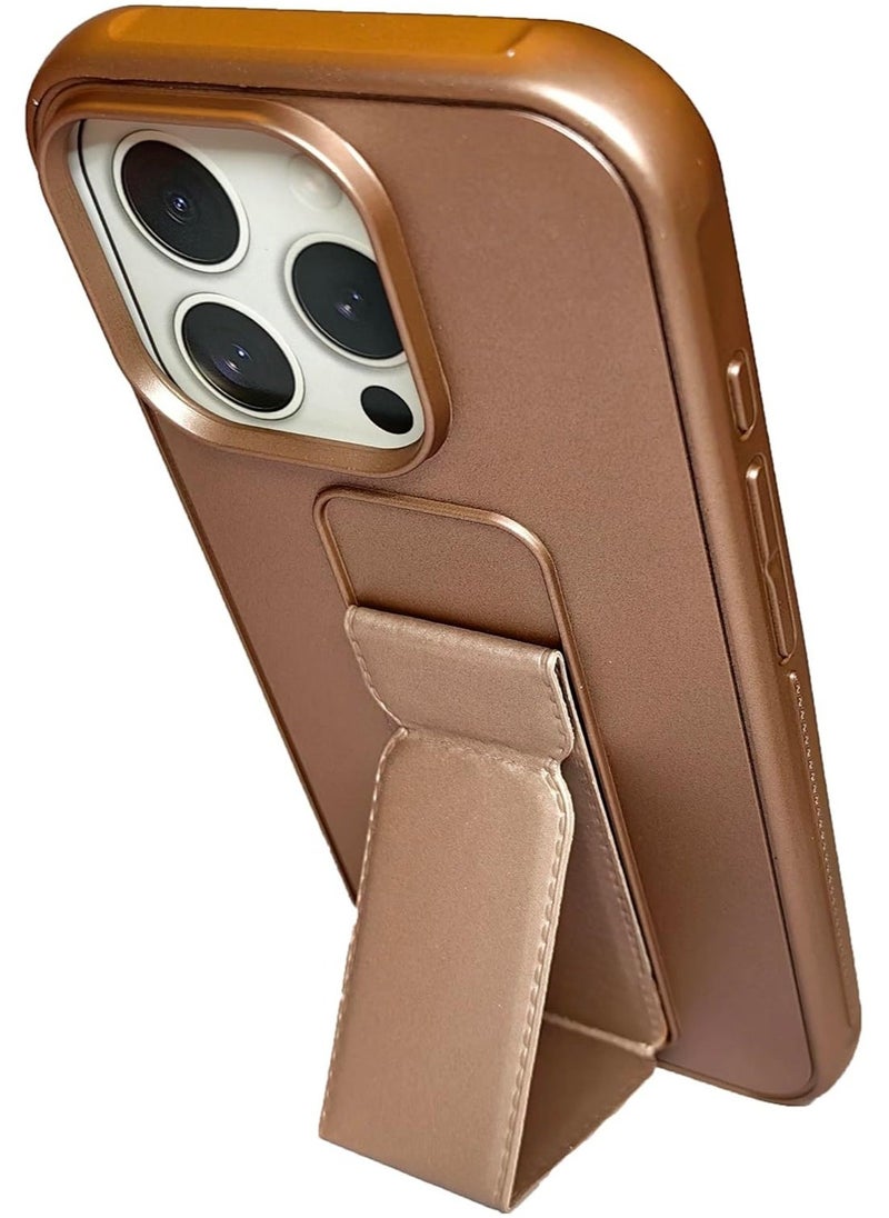 IAF iPhone 16 Pro Max Desert Titanium Magnetic Kickstand Case with Premium Silicone, Vertical & Horizontal Hand Strap, and Multi-Stand - Image 4