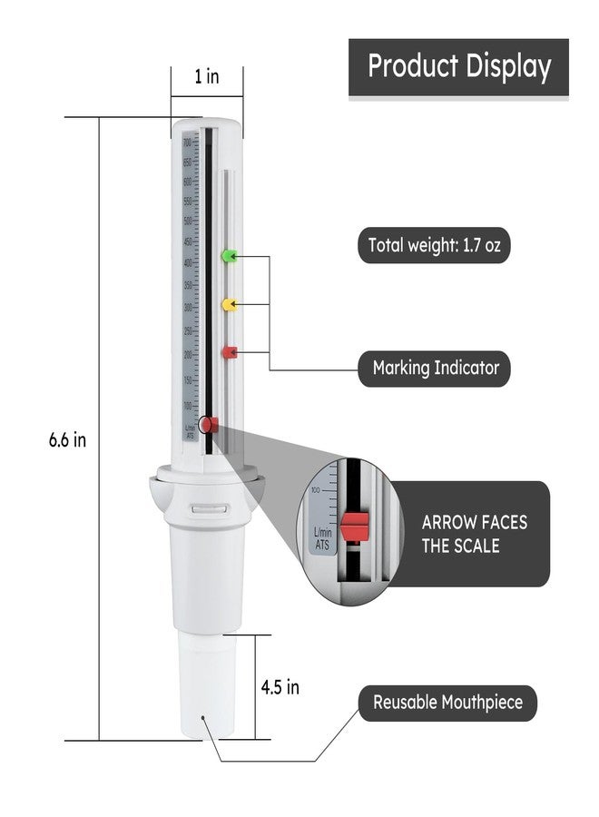 Holdly Mechanical Peak Flow Meter | PEF Tester - Track & Monitor Peak Expiratory Flow Changes - Image 3