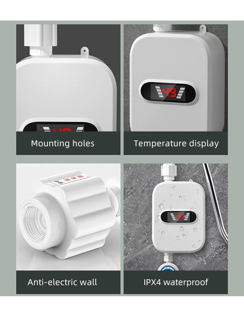 ELIKLIV - Mini Electric Water Heater - Quick Heating Constant Temperature Instant Electric Water Heater Shower Set, 3500W Instant Tankless Hot Water Heater with LCD Display, for Kitchen Bathroom Washing - Image 1