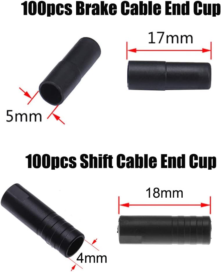 Saipor Saiper 200pcs Bike Derailleur Shift and Brake Wire Cable Housing Ferrule End Caps, 100 pcs for 4mm derailleur /100 pcs for 5mm Brake Cable - Image 4