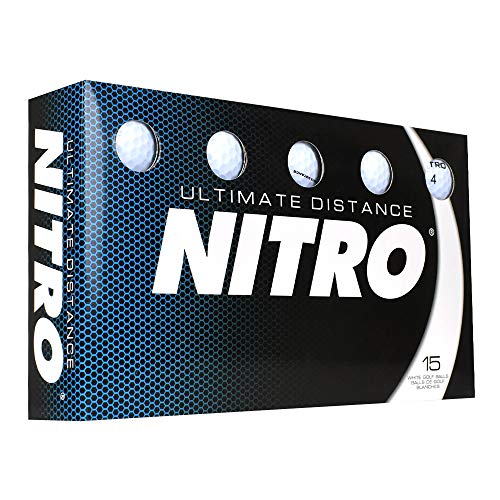 Nitro Long Distance High-Durability Golf Balls (15PK) All Levels Ultimate Distance Titanium Core High Velocity Great Stop & Sticking Ability Golf Balls USGA Approved-Total of 15-White - Image 1