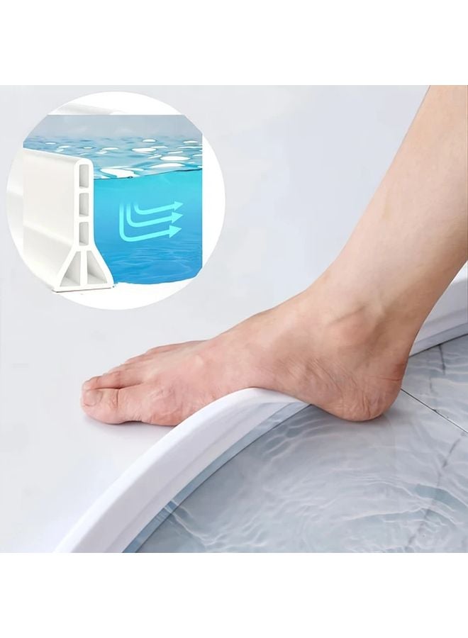 4 Inch Foldable Shower Waterproof Barrier 67 Inch Heavy Duty Vinyl Dam Non Slip Base - Image 2