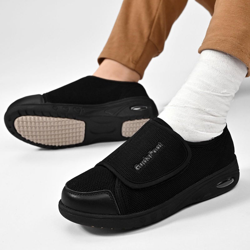 GudaFoot Women's Diabetic Shoes Easy Put on with Adjustable Lightweight for Edema Plantar Fasciitis Bunions Arthritis Neuropathy Wide Width Swollen Feet Bottom Fattening and Widening Elderly Shoes Black - Image 5