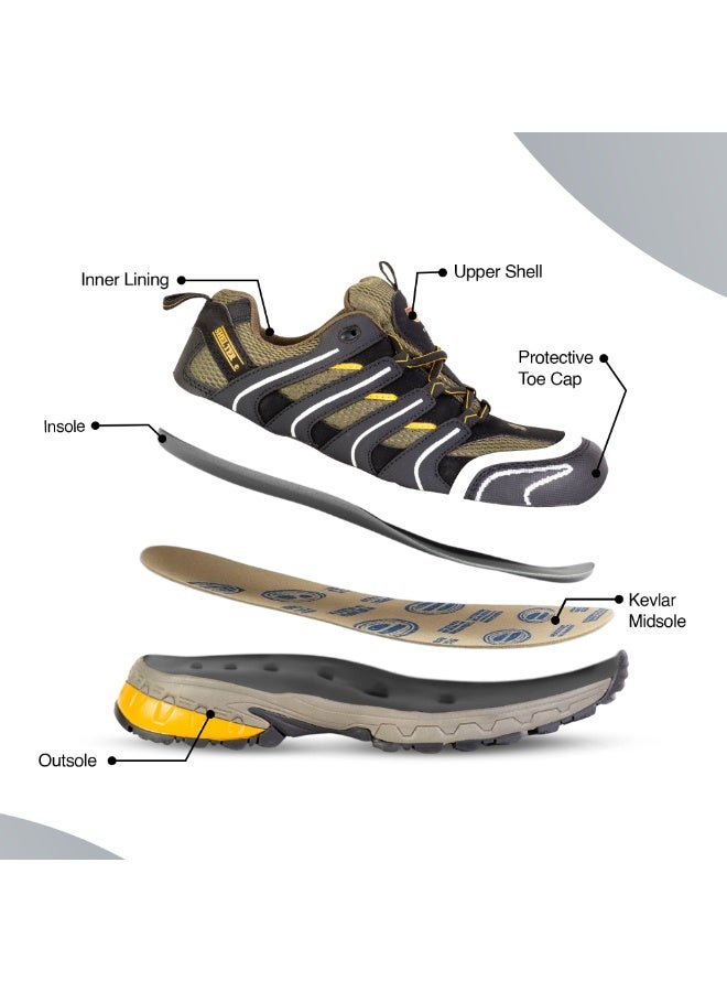 SHELTER Industrial Safety Shoes for Men Durable Steel Toe Work Shoes with Breathable Mesh Lining and Slip Resistant Sole - Image 5