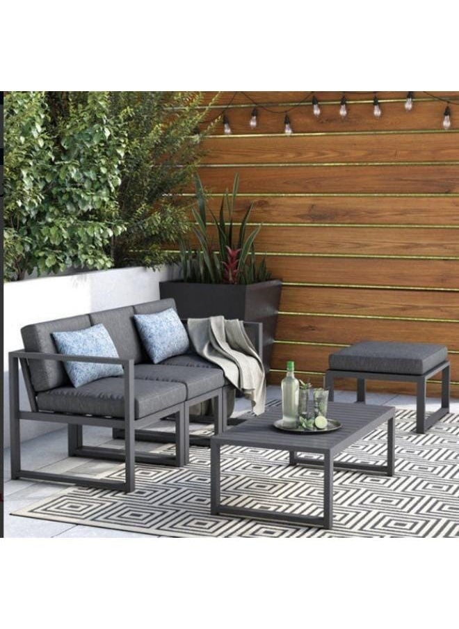 Sampa Rattan Sampa Modular Outdoor Lounge – Iron Frame Corner Sofa with Matching Pouf  - Image 1
