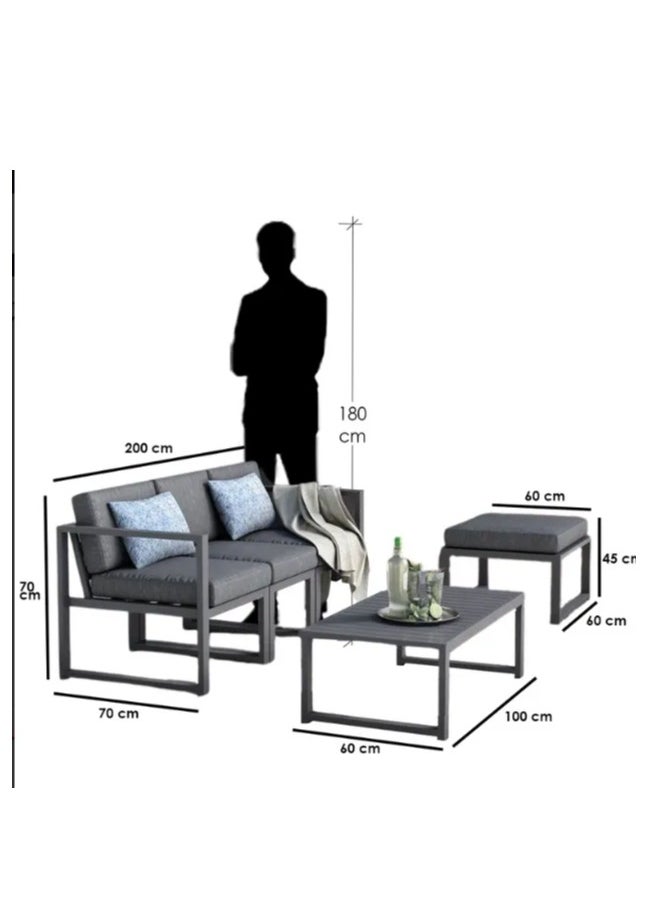 Sampa Rattan Sampa Modular Outdoor Lounge – Iron Frame Corner Sofa with Matching Pouf  - Image 2