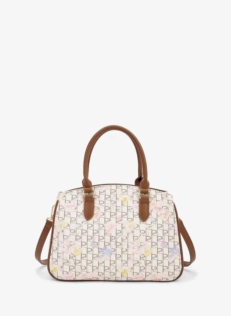 Paprika BROWN Monogram Print Tote Bag With Detachable Strap for Women | Best Price UAE