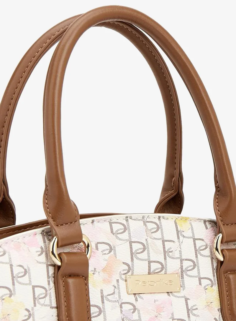 Paprika BROWN Monogram Print Tote Bag With Detachable Strap for Women | Best Price UAE