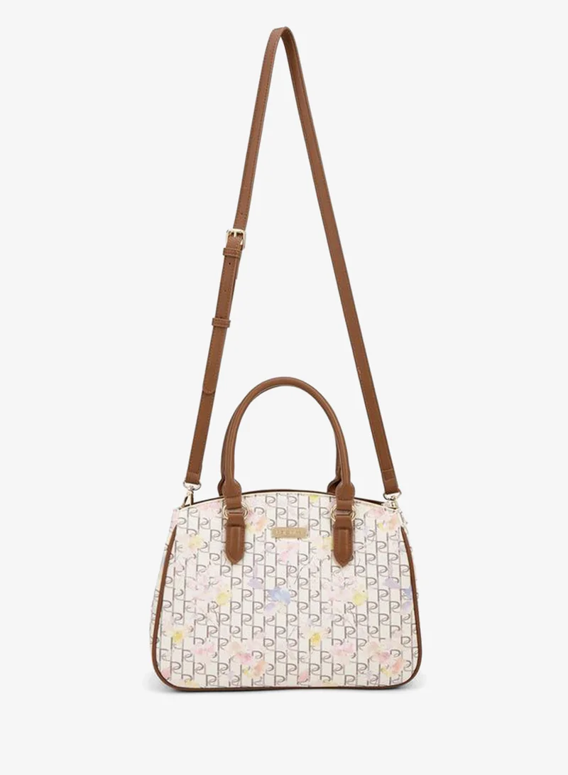 Paprika BROWN Monogram Print Tote Bag With Detachable Strap for Women | Best Price UAE