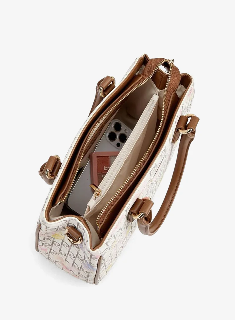 Paprika BROWN Monogram Print Tote Bag With Detachable Strap for Women | Best Price UAE