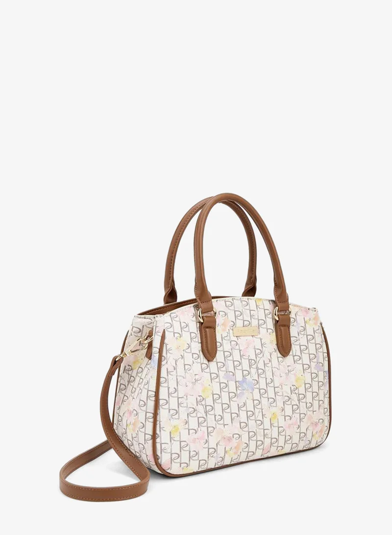 Paprika BROWN Monogram Print Tote Bag With Detachable Strap for Women | Best Price UAE