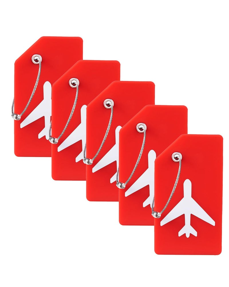 Gostwo 5 Pack Silicone Luggage Tag for Suitcases with Stainless Loop TSA Approved Privacy Protection Travel Essentials Bag Tags by Gostwo Red - Image 3