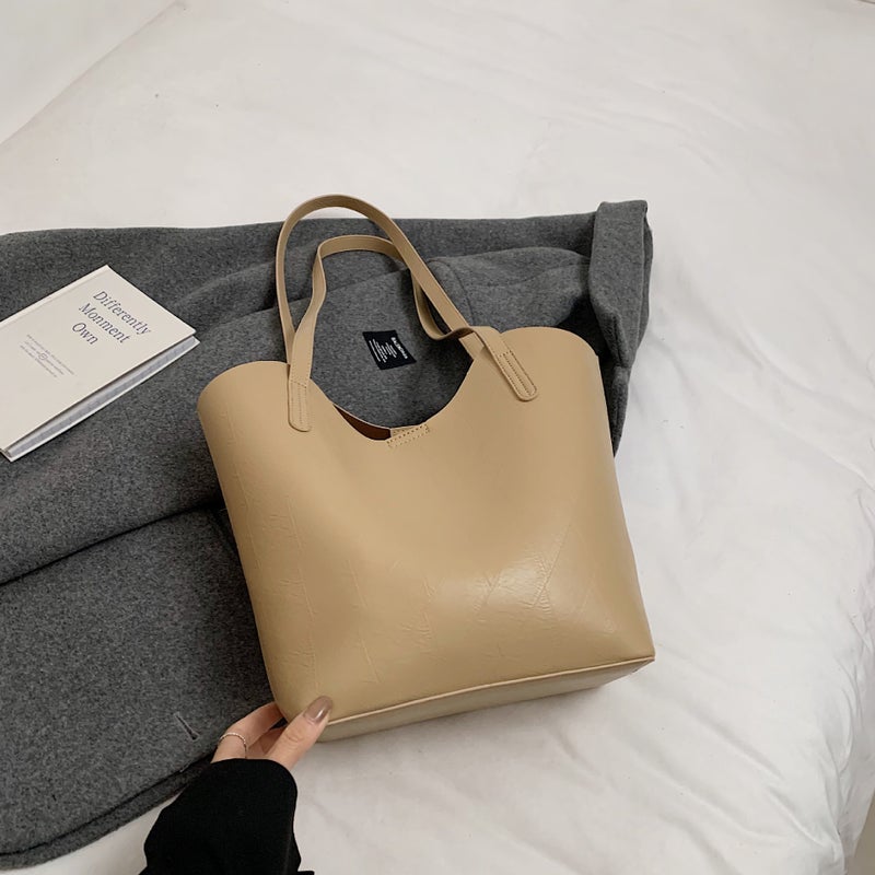 Korean Style Large Capacity Portable Tote Bag Women'S Fashionable Casual All-Match Work Commuter Shoulder Underarm Bag - Image 1
