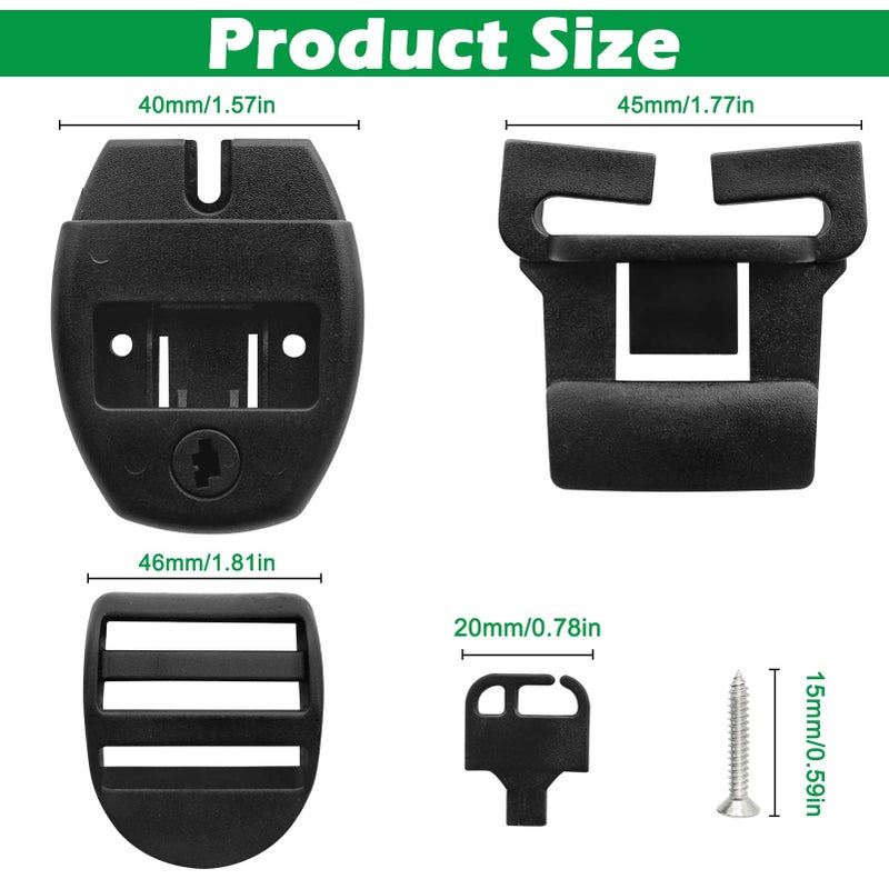 Zomofew 4 Sets Spa Hot Tub Cover Clips Latch Replacement Kit Hot Tub Cover Latches Clip Lock For Cover Straps With Keys Hardware Accessories For Spa Cover Straps (Black) - Image 2